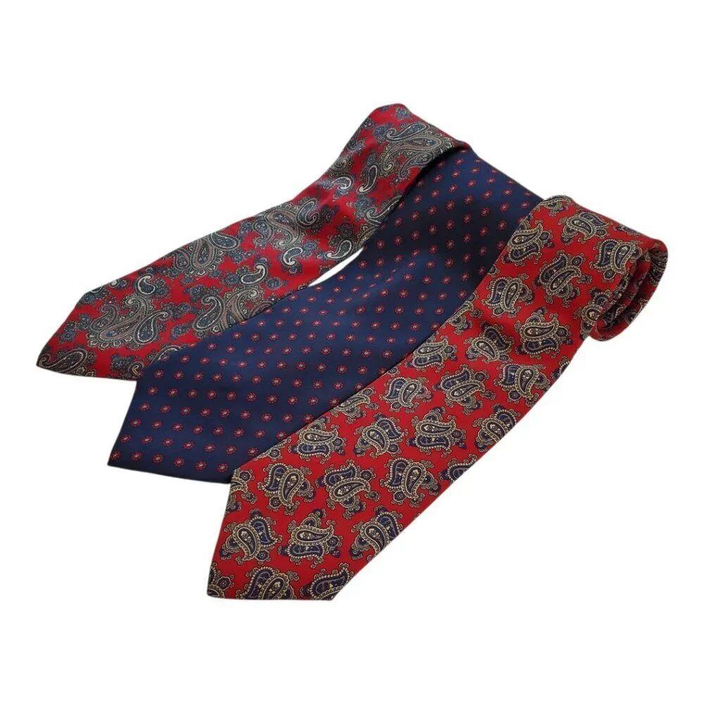 3 Neck Ties Bert Pulitzer, Boston Traders, Ley's Red Blue Paisley Floral